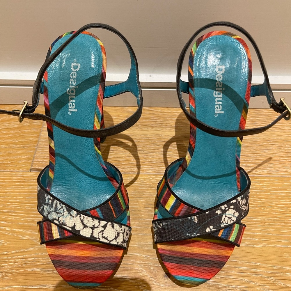 High heel rainbow color shoes